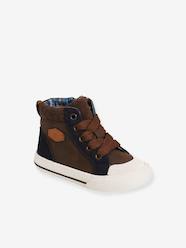 Shoes-Baby Footwear-Baby Boy Walking-High-Top Trainers with Corduroy Details for Babies