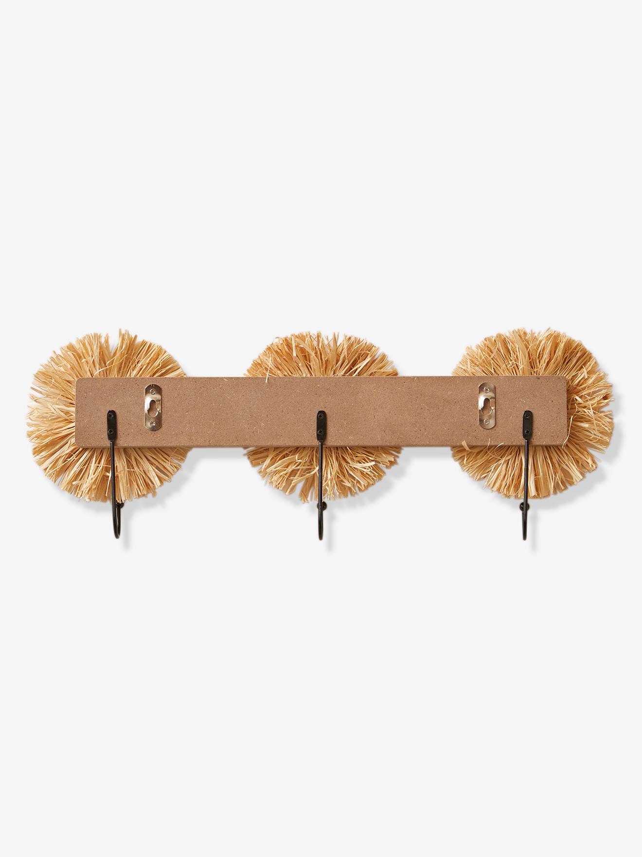 Lion Coat Hooks in Raffia - beige light solid with design, Bedding