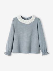 Girls-Tops-Top with Collar in Broderie Anglaise for Girls