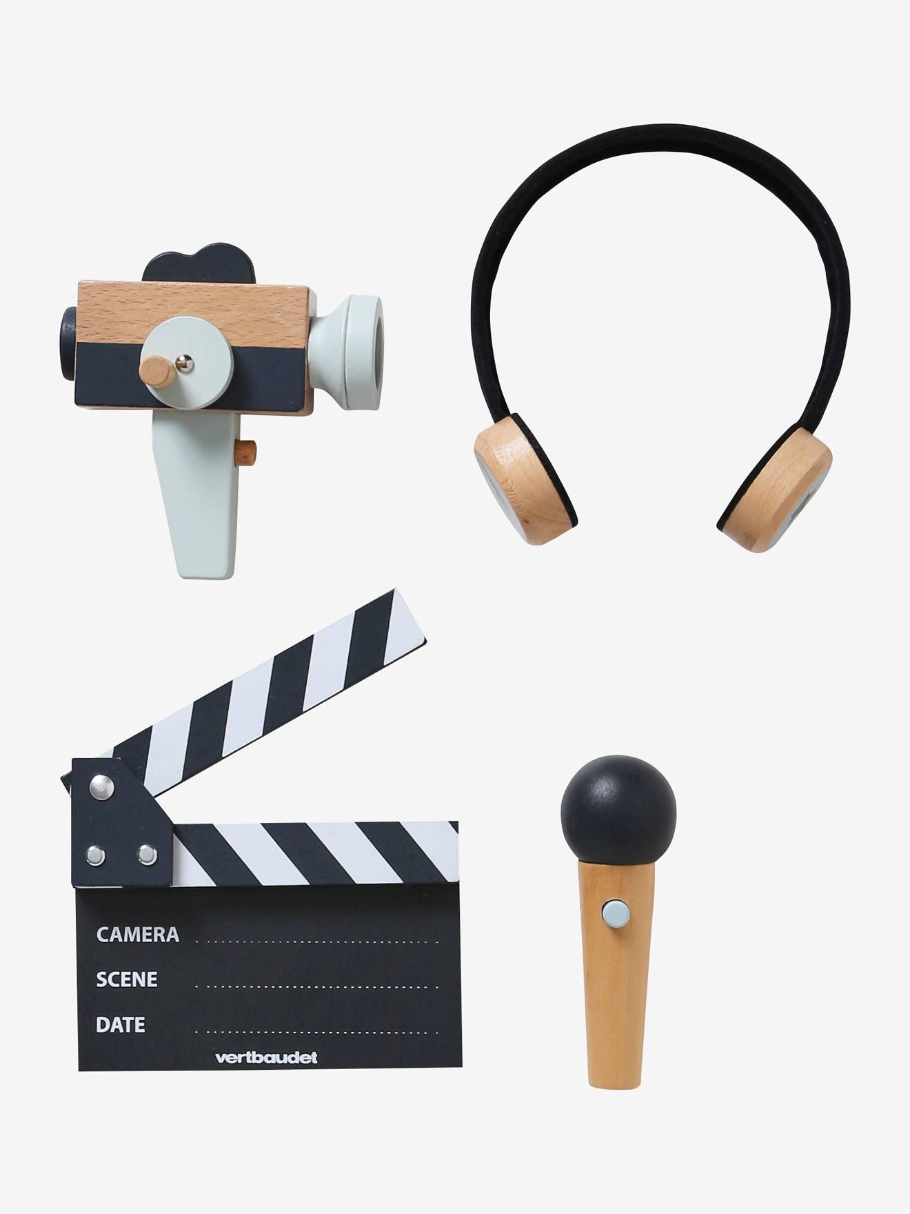 Film Director Set in FSC® Wood - grey medium solid with design, Toys | Vertbaudet