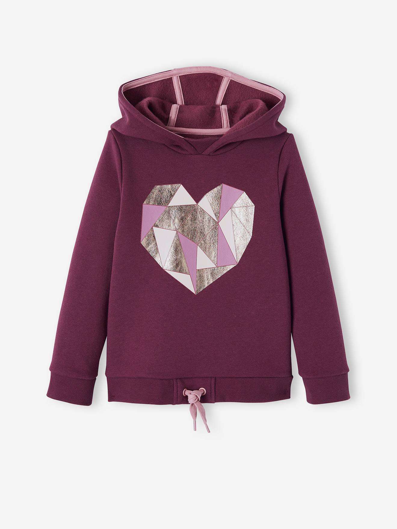 Sports Combo: Sweatshirt with Heart & Leggings, for Girls - purple dark  solid with design, Girls