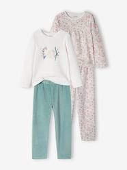 Girls-Nightwear-Pack of 2 Floral Velour Pyjamas for Girls