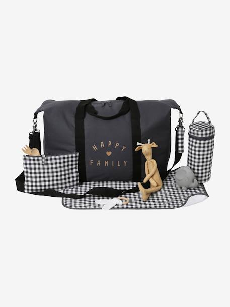 Weekend Changing Bag with Print: La Vie est Pleine de Surprises BLACK MEDIUM SOLID WITH DESIGN+Dark Blue+GREEN MEDIUM SOLID WITH DESIG+grey green+printed green 