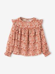 Girls-Blouses, Shirts & Tunics-Floral Blouse with Ruffled Sleeves for Girls