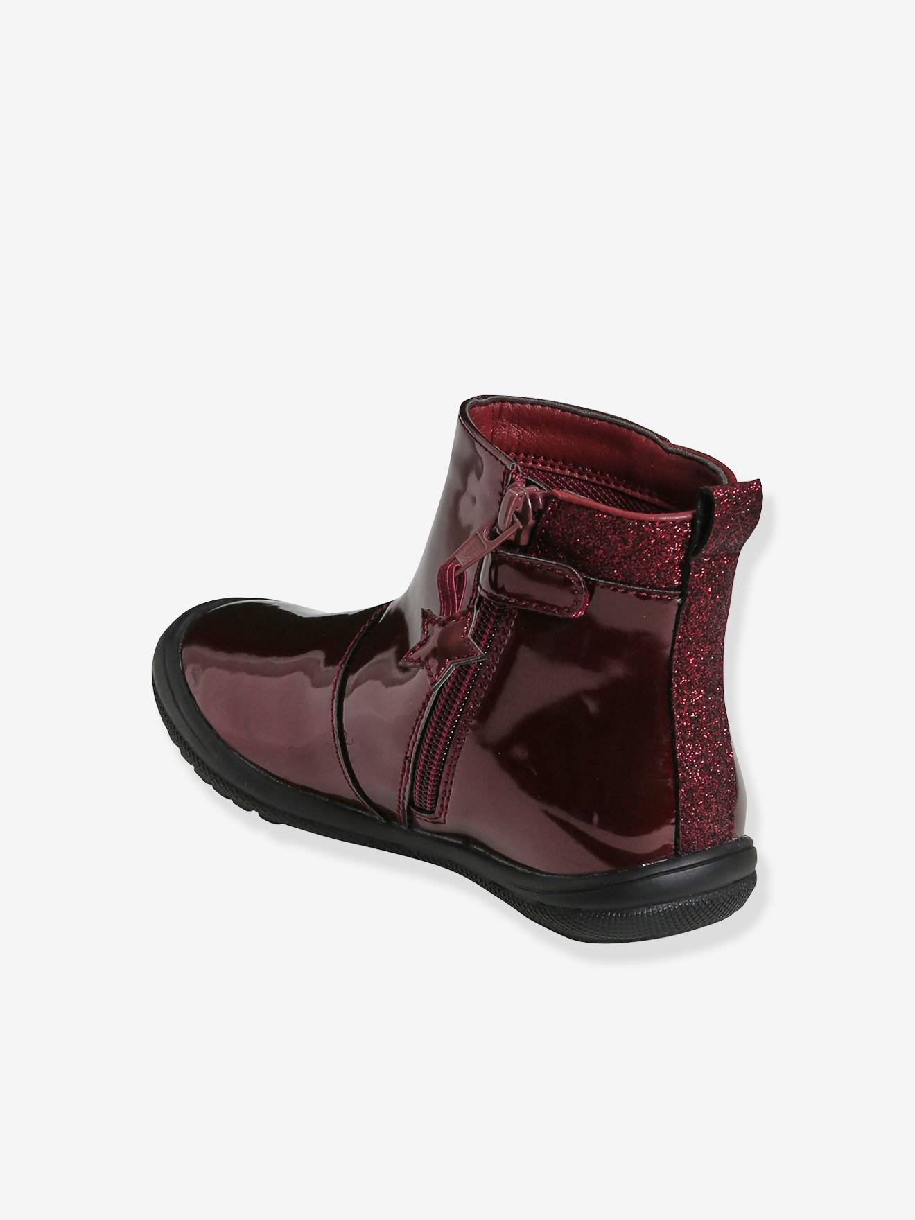 Girls burgundy patent store boots