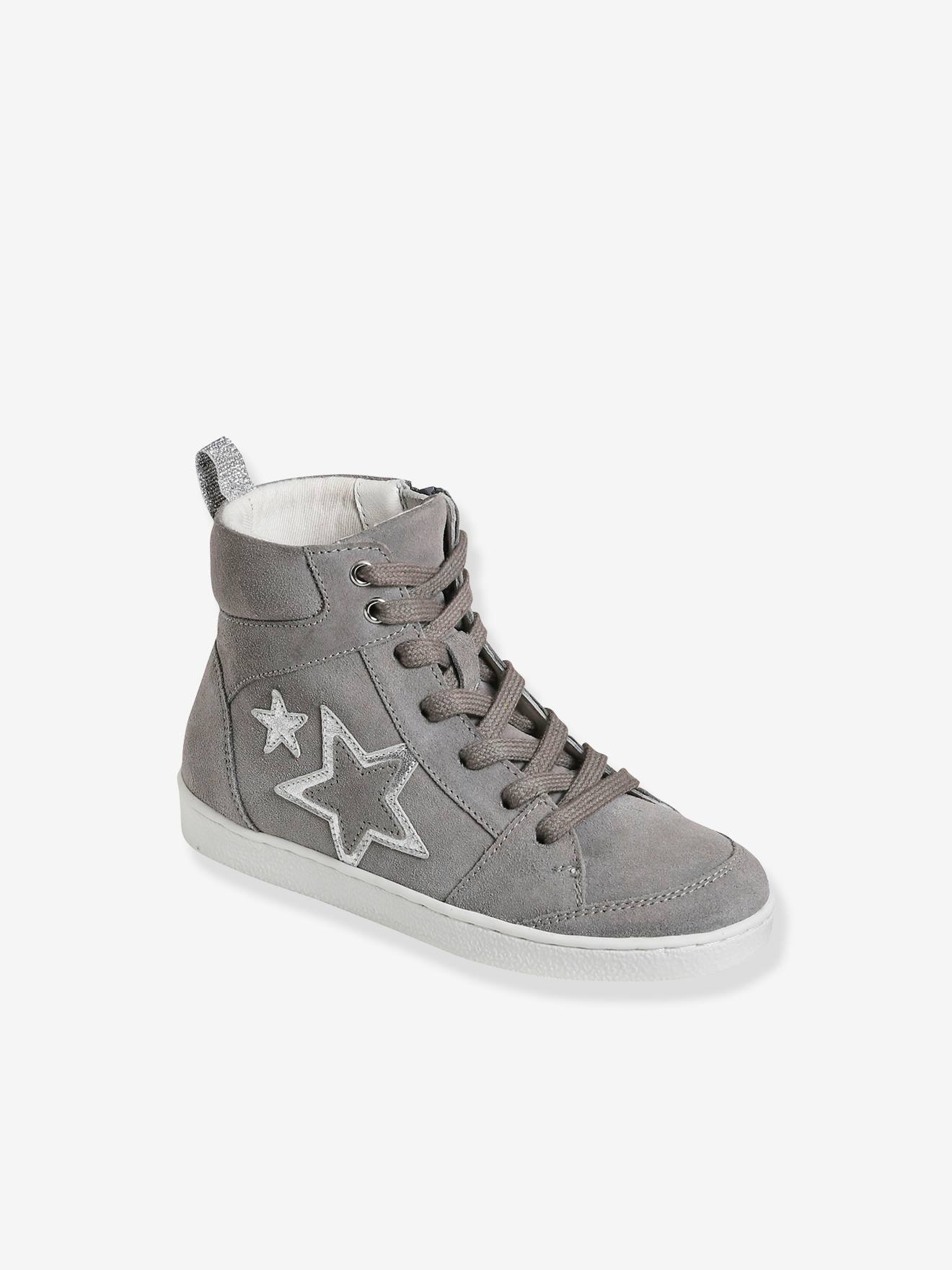 High-Top Leather Trainers with Laces & Zips
