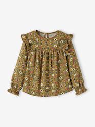 Girls-Blouses, Shirts & Tunics-Floral Blouse with Ruffled Sleeves for Girls