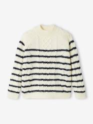 Girls-Cardigans, Jumpers & Sweatshirts-Jumpers-Sailor-Type Cable Knit Jumper for Girls