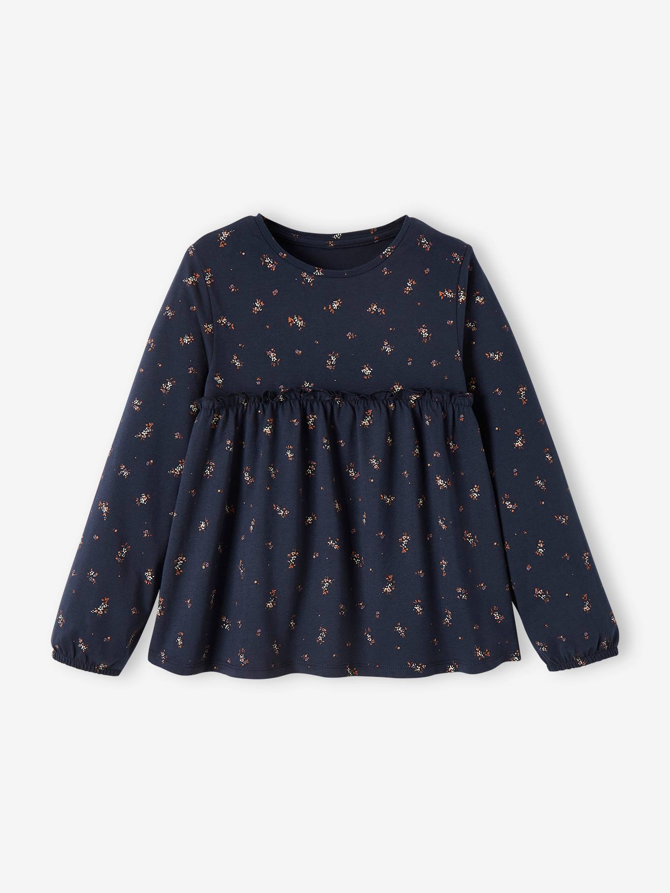 Printed Top for Girls blue dark all over printed