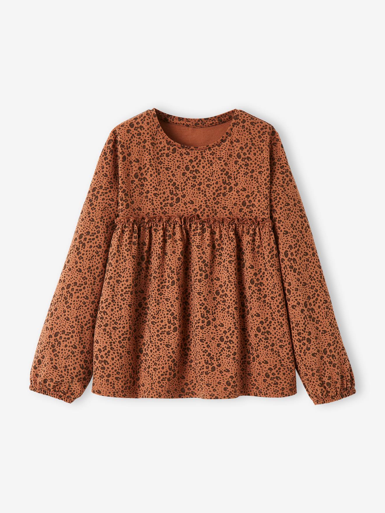 Printed Top for Girls brown dark all over printed