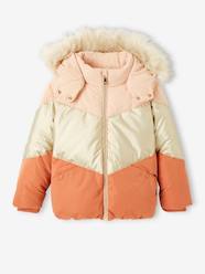 Girls-Coats & Jackets-Padded Jackets-Colourblock Jacket with Hood, Fleece Lining, for Girls