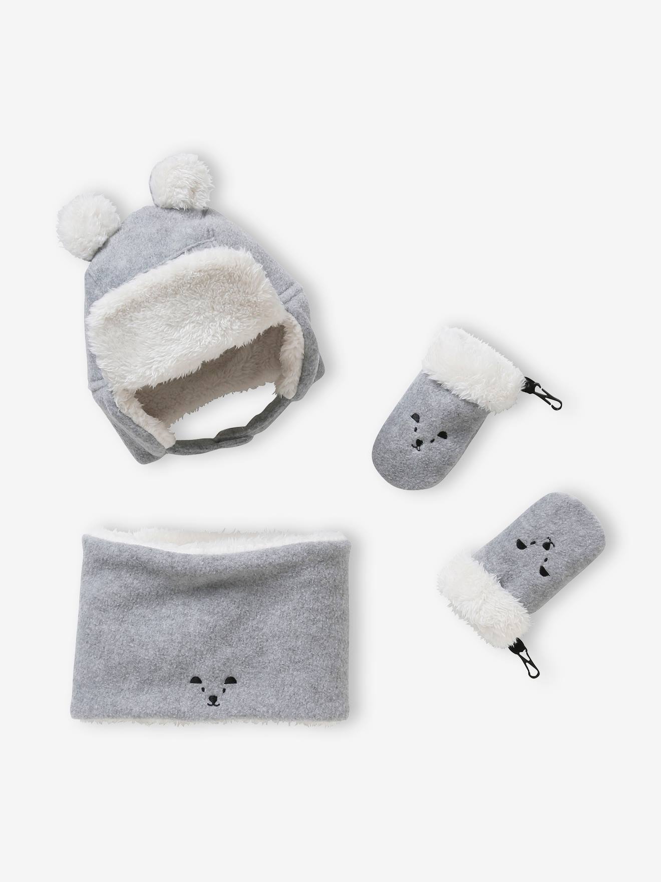 Bear Chapka Hat + Snood + Mittens Set
