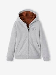 Boys-Cardigans, Jumpers & Sweatshirts-Zipped Jacket with Sherpa Lining, for Boys