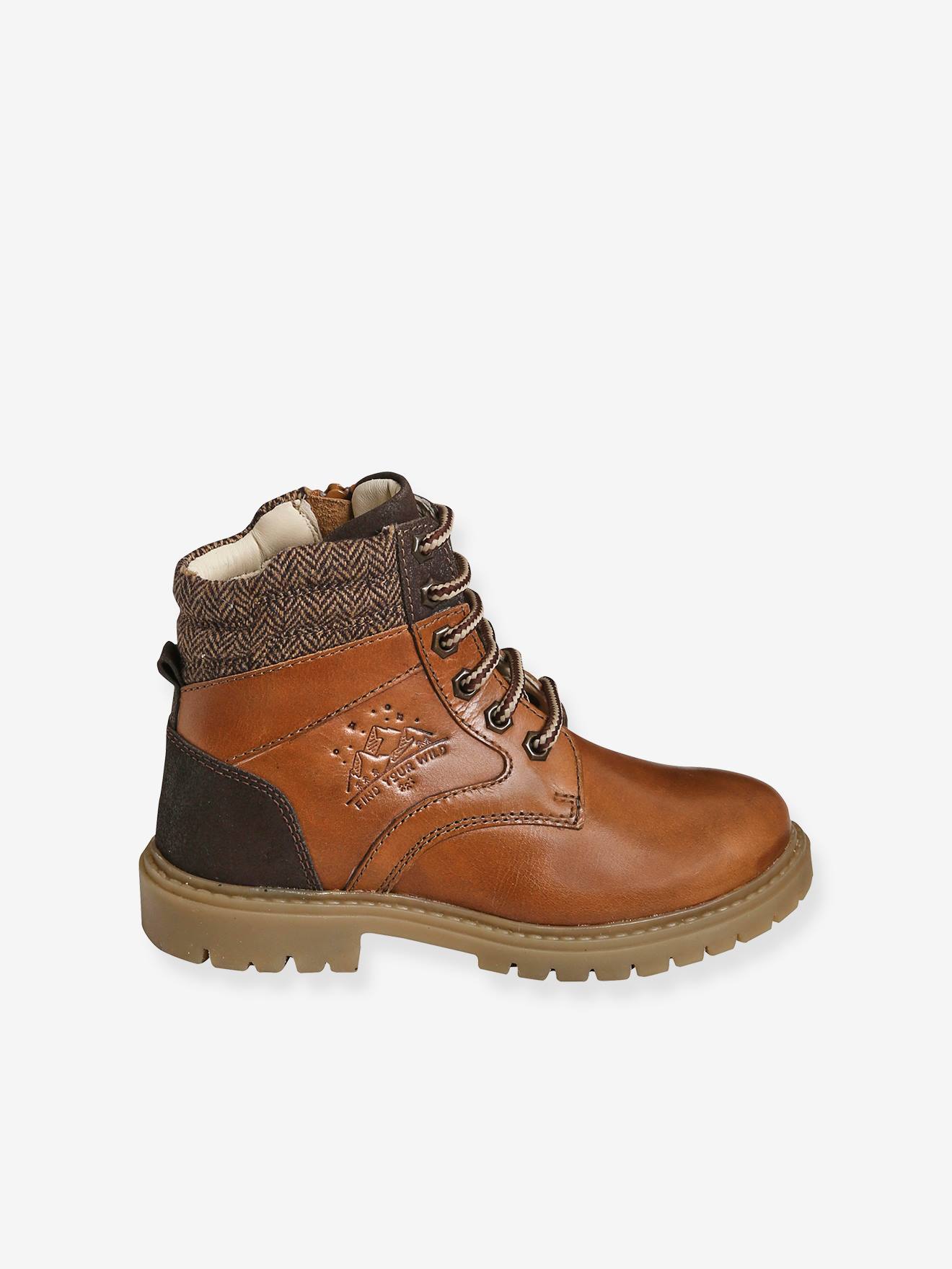 Leather Boots with Lug Soles, Laces 