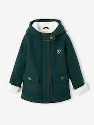 Girls-Coats & Jackets-Coats & Parkas-Woollen Coat with Hood & Sherpa Lining for Girls