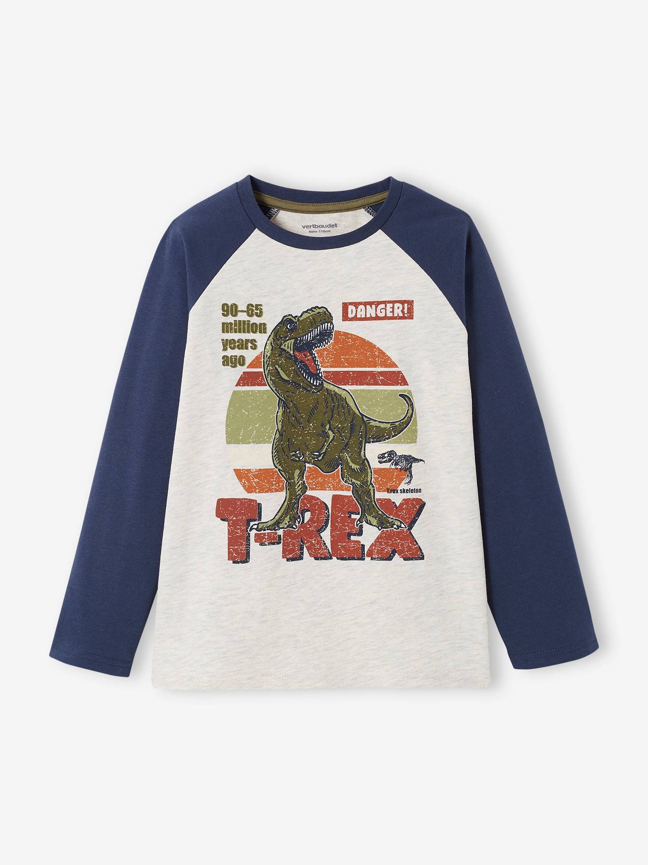 Top with Graphic Motif & Raglan Sleeves for Boys blue medium solid with design