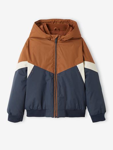 Colourblock Windcheater Jacket for Boys - beige dark solid with design ...