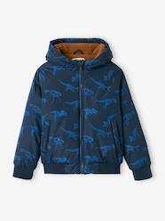 Boys-Coats & Jackets-Hooded Jacket with Dinosaur Motifs & Polar Fleece Lining for Boys