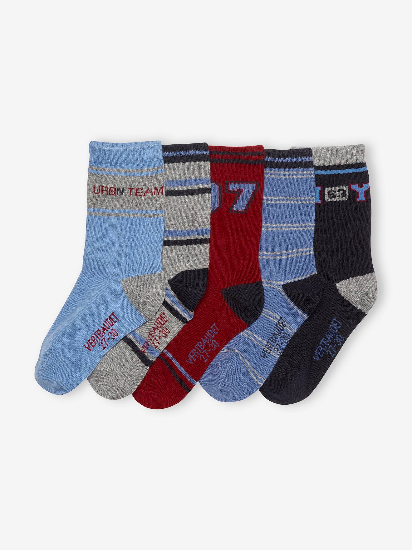 Pack of 5 Pairs of Socks for Boys red dark 2 color/multicolor