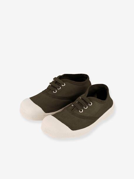 Cotton Canvas Trainers with Laces for Kids, by BENSIMON® denim blue+khaki+navy blue+white 