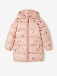 Girls-Coats & Jackets-Padded Jackets-Lightweight Padded Coat with Cherry Print for Girls