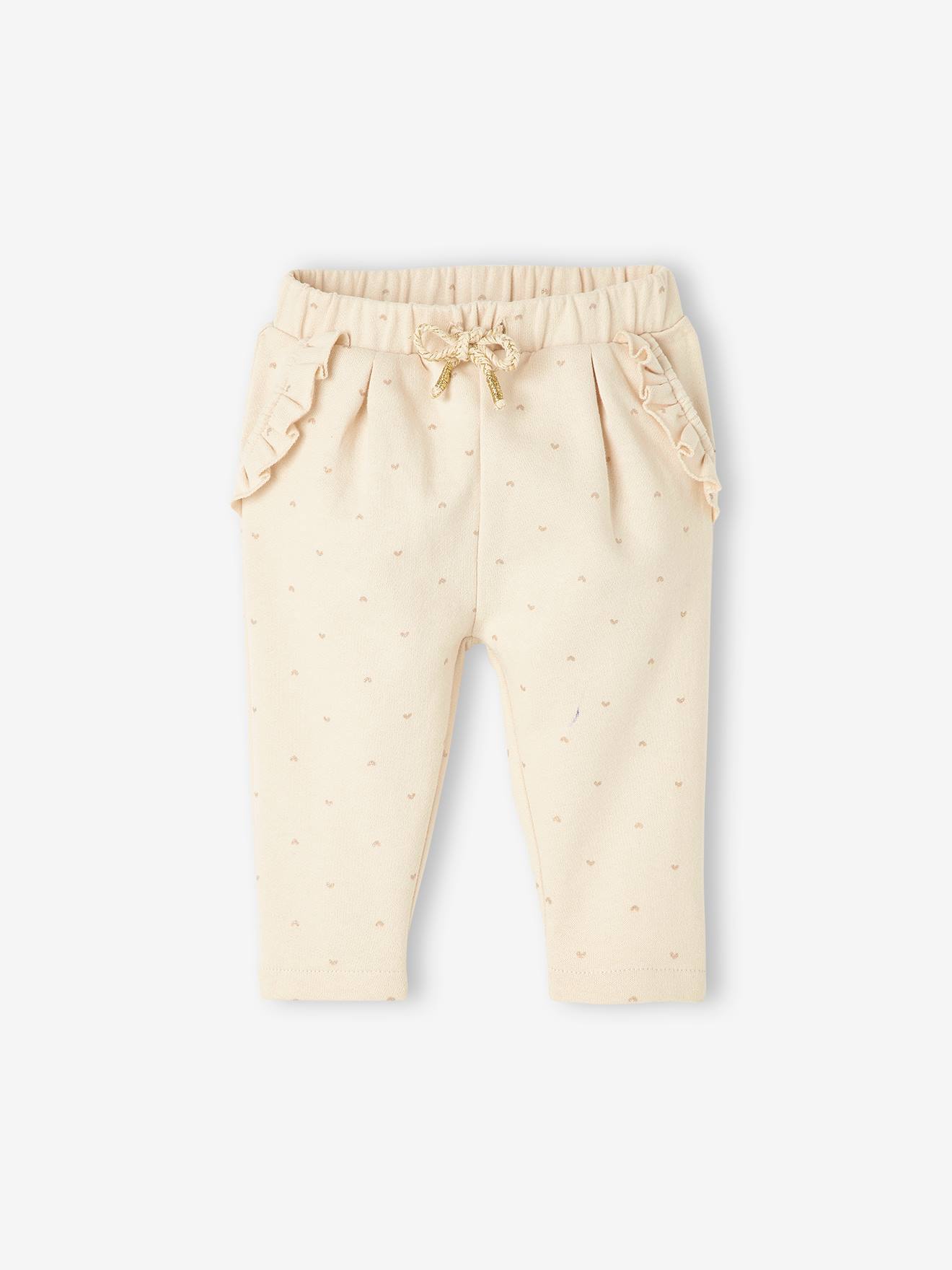 Fleece Trousers for Baby Girls white medium all over printed