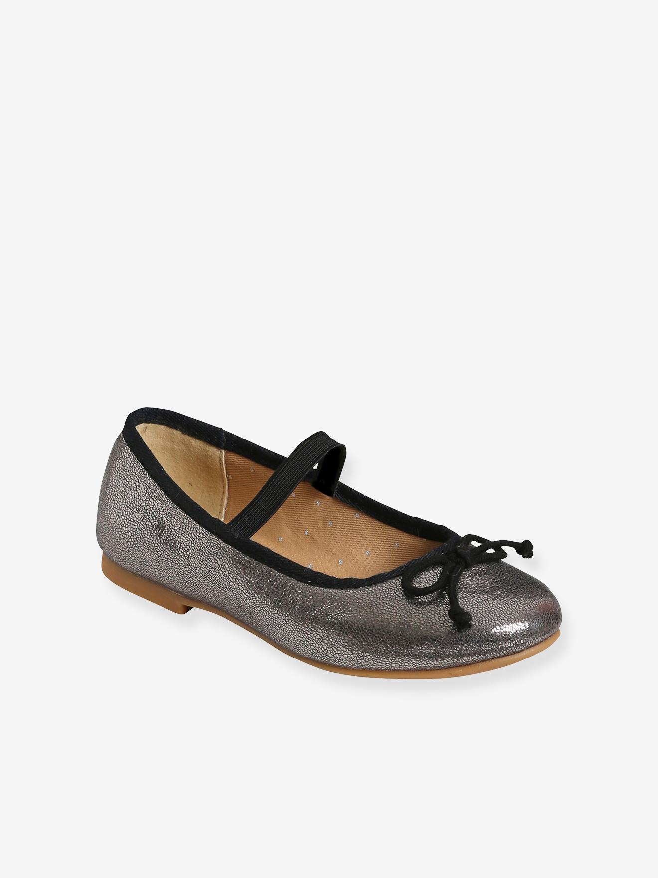 Iridescent Mary Jane Shoes for Girls grey dark metallized