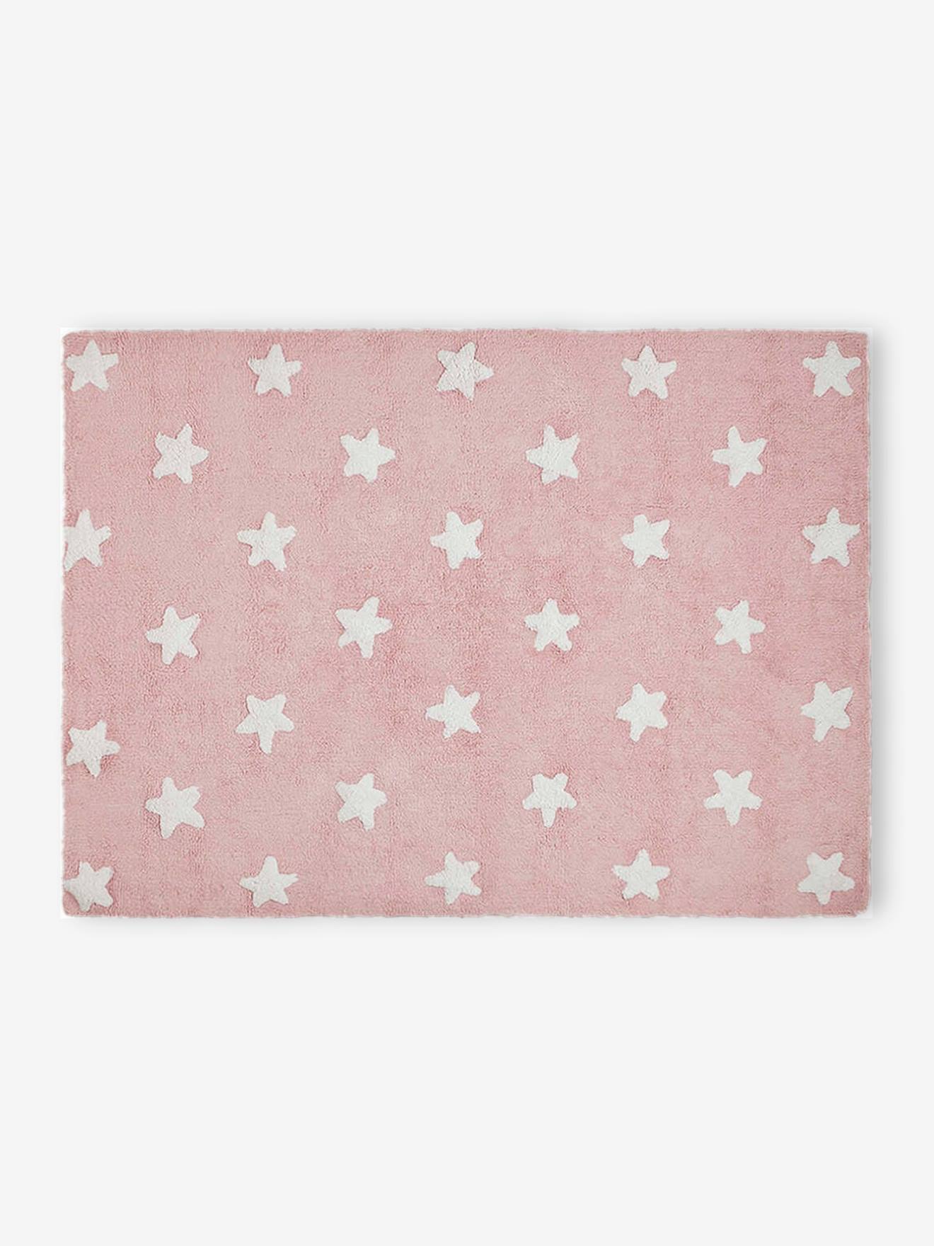 Washable Rectangular Cotton Rug with Stars by LORENA CANALS rose