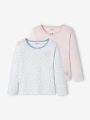 Girls-Underwear-T-Shirts-Pack of 2 Hearts Tops, Long Sleeves, for Girls