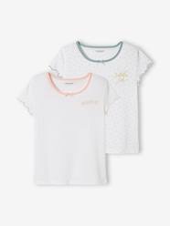 Girls-Underwear-T-Shirts-Pack of 2 Short Sleeve Tops with Ruffle, for Girls