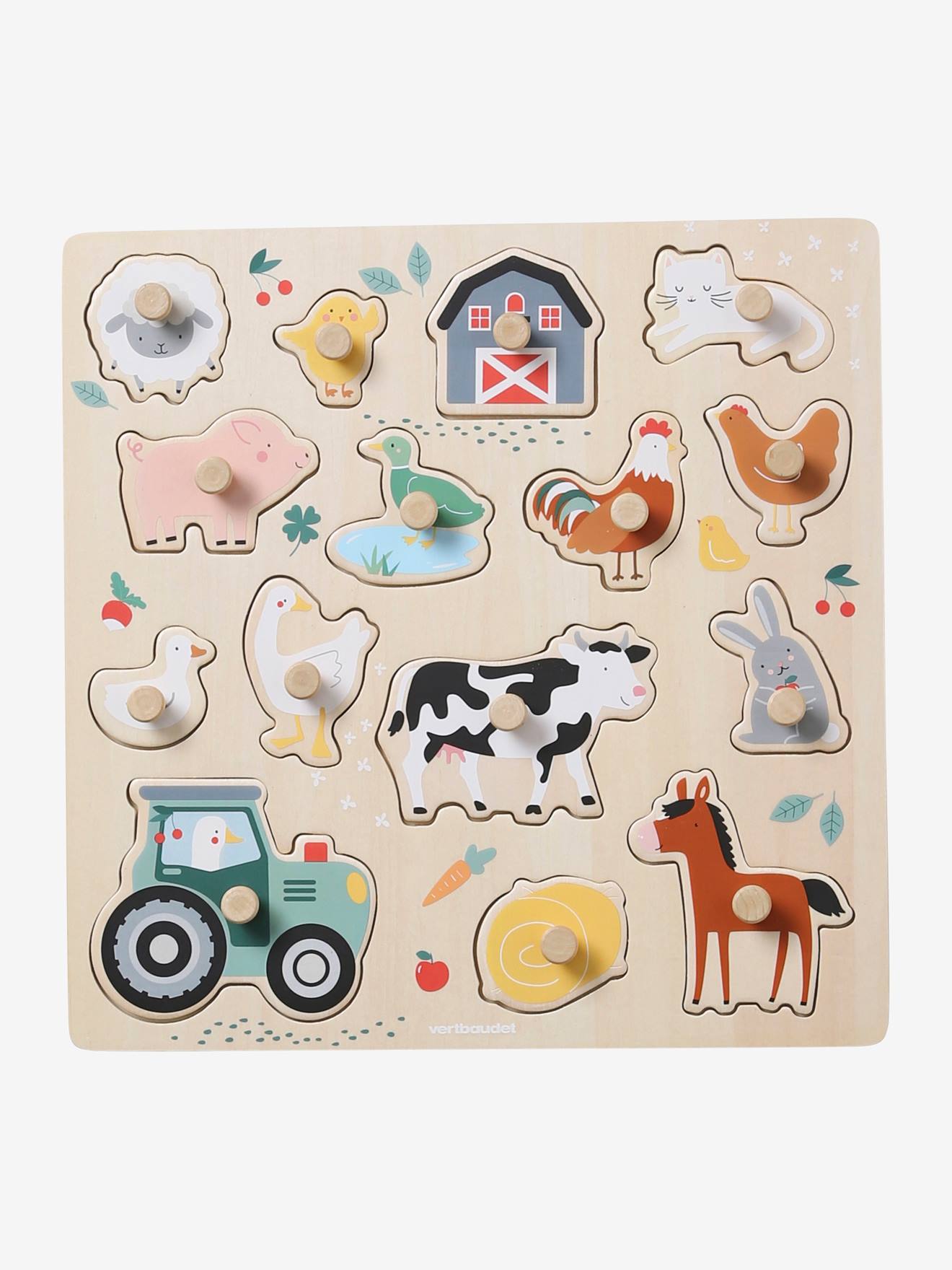 Lovely Farm Peg Puzzle in FSC® Wood light solid with design