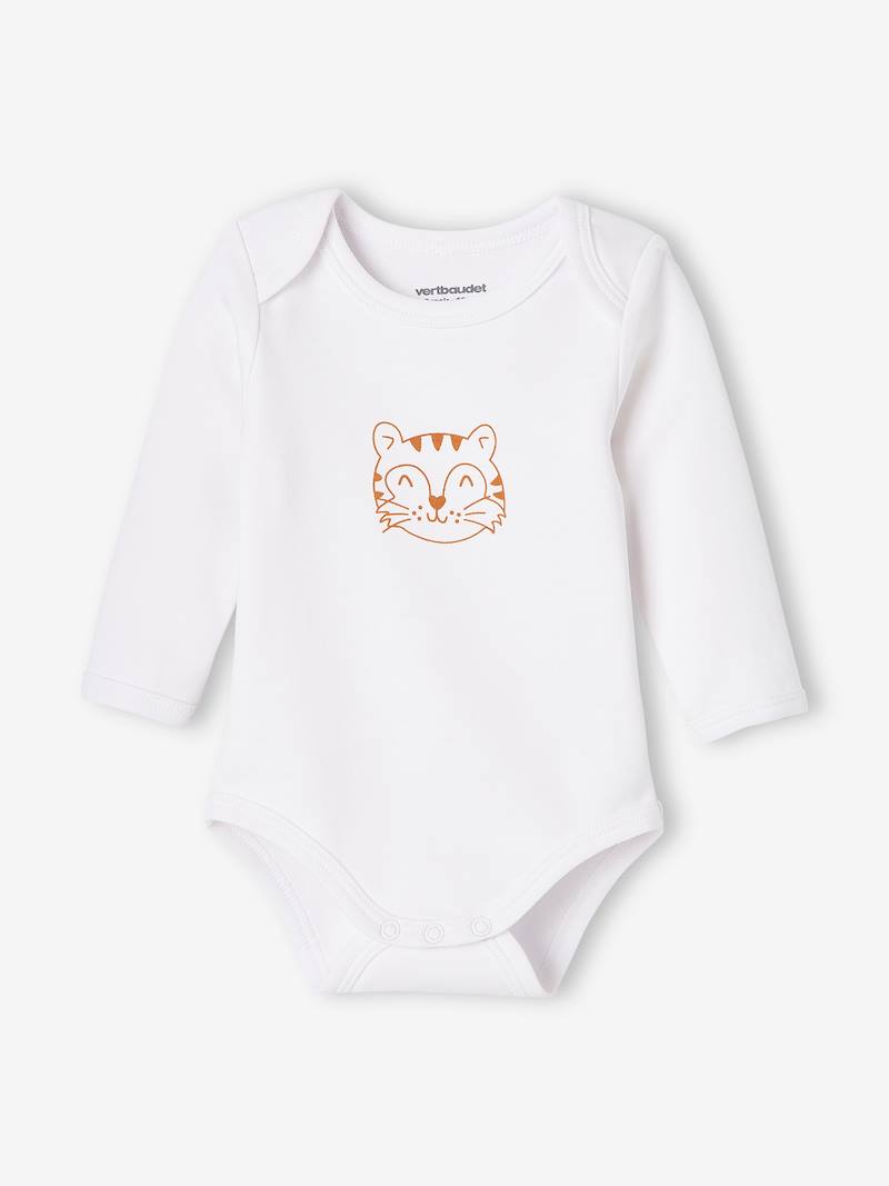 Pack of 5 "Animals" Long Sleeve Bodysuits for Newborn Babies, Cutaway