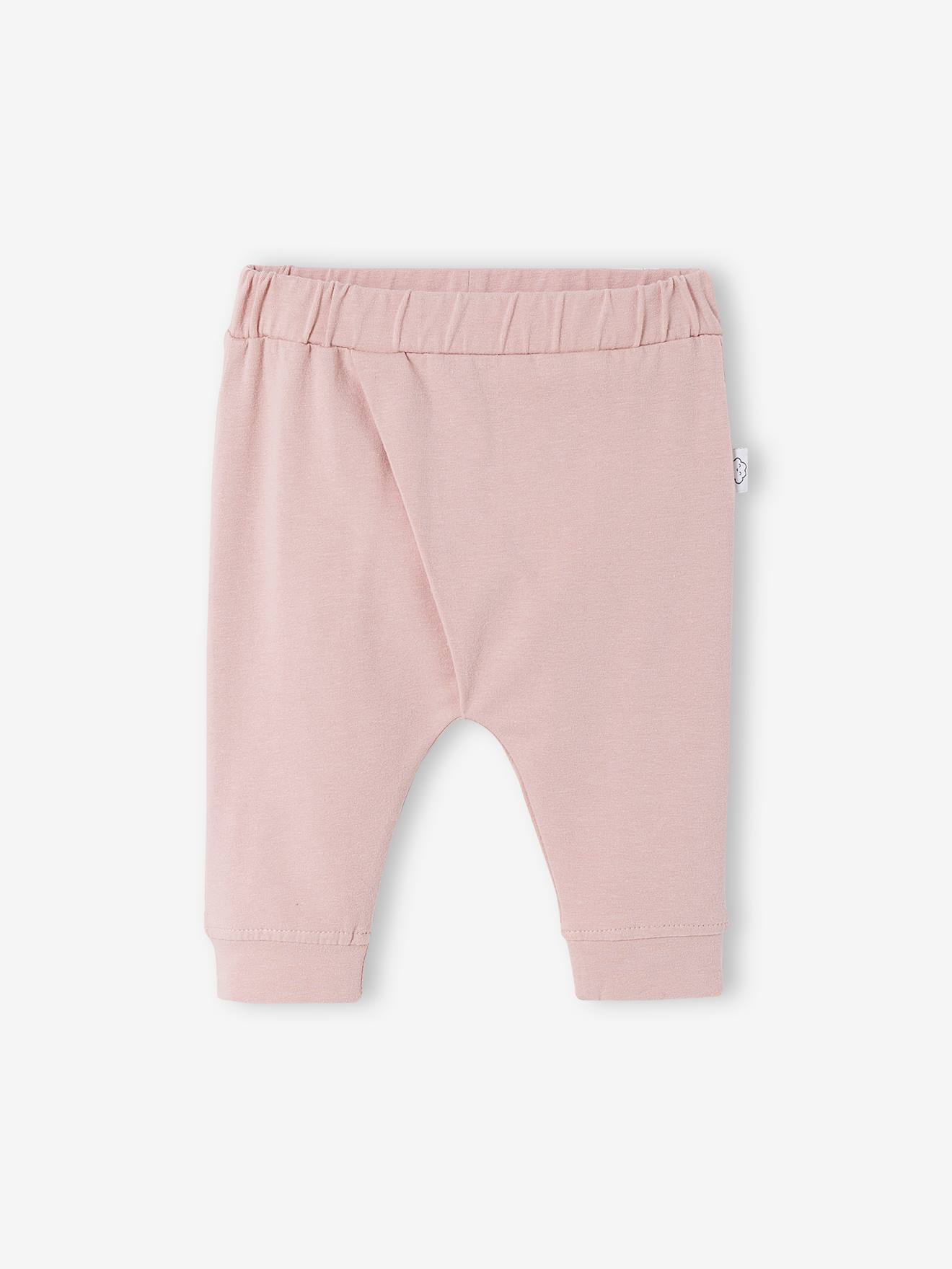 Soft Jersey Knit Trousers for Newborn Babies pink medium solid