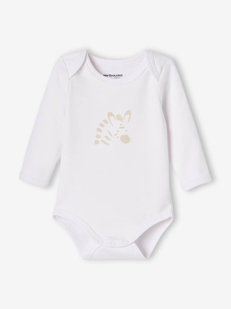 Pack of 5 "Animals" Long Sleeve Bodysuits for Newborn Babies, Cutaway