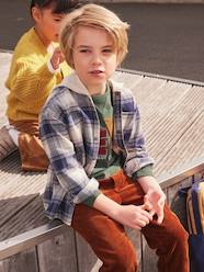 Boys-Shirts-Shacket with Hood in Chequered Flannel for Boys