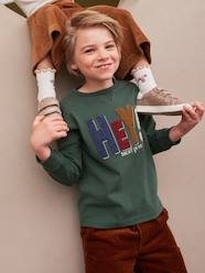 Boys-Tops-T-Shirts-Top with Message in Bouclé Knit, for Boys