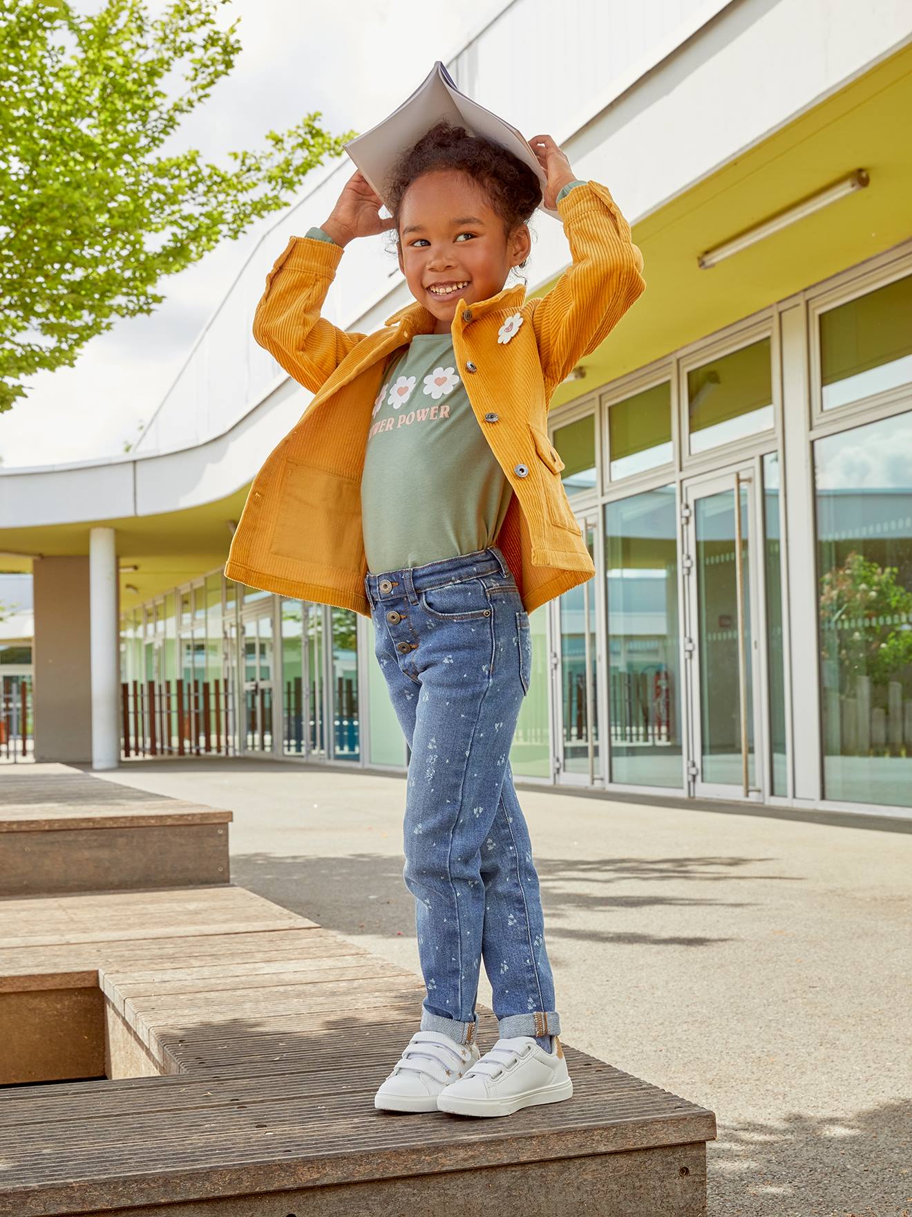 Girls yellow 2025 denim jacket