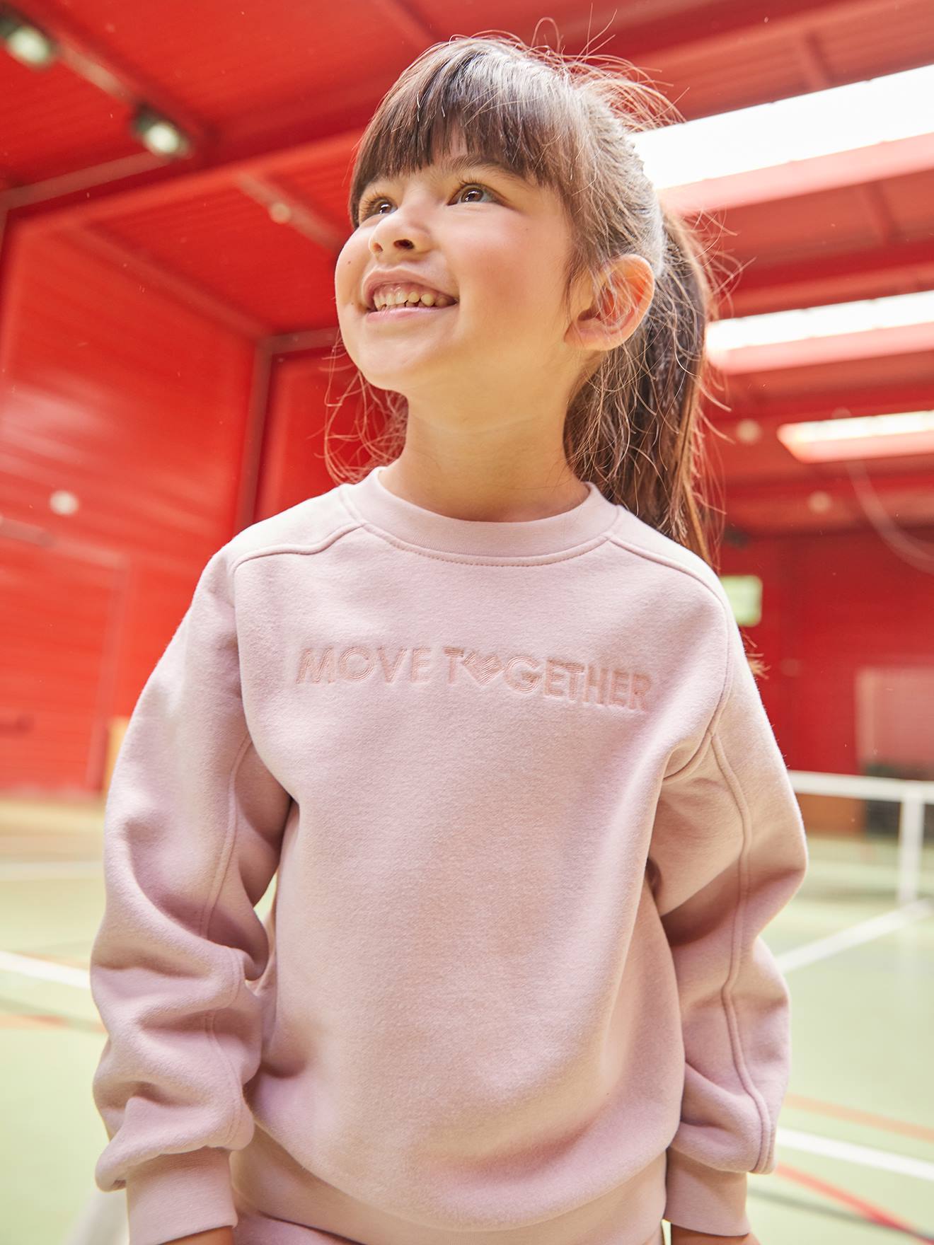 Move together Fleece Sweatshirt & Joggers Combo for Girls pink light solid