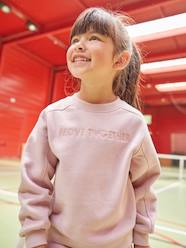 Girls-Cardigans, Jumpers & Sweatshirts-Sweatshirts & Hoodies-"Move together" Fleece Sweatshirt & Joggers Combo for Girls