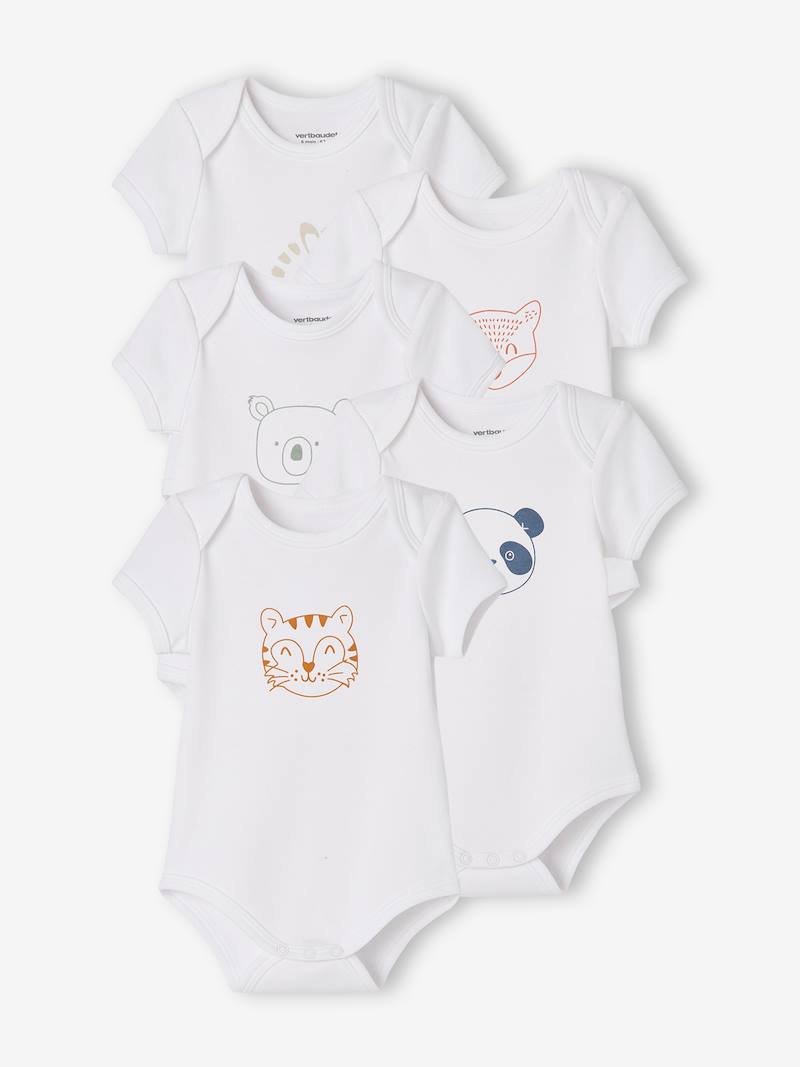 Pack of 5 «Animals» Bodysuits, Short Sleeves, FullLength Opening, for