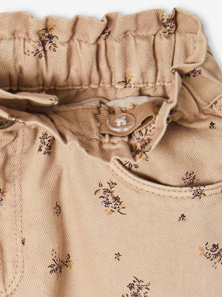 'Paperbag' Trousers with Floral Print for Girls BLUE LIGHT ALL OVER PRINTED+BROWN LIGHT SOLID 
