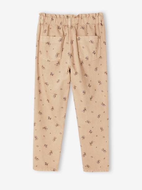 'Paperbag' Trousers with Floral Print for Girls BLUE LIGHT ALL OVER PRINTED+BROWN LIGHT SOLID 