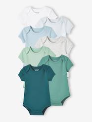 Baby-Bodysuits & Sleepsuits-Pack of 7 Short Sleeve Bodysuits, Full-Length Opening, for Babies