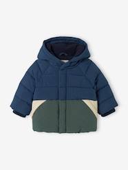 Baby-Outerwear-Padded Colourblock Jacket with Hood for Babies