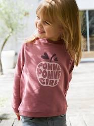 Girls-Cardigans, Jumpers & Sweatshirts-Sweatshirts & Hoodies-Sweatshirt with Message & Iridescent Details for Girls
