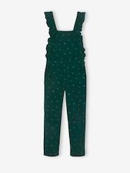 Girls-Dungarees & Playsuits-Corduroy Dungarees with Ruffles, for Girls