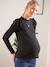 Top in Fancy Knit, Maternity & Nursing Special Beige+BLACK DARK SOLID 