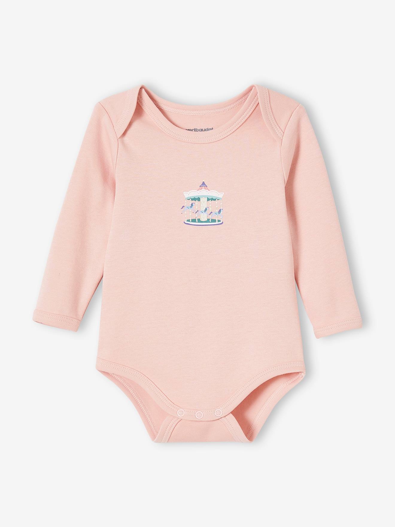 Pack of 5 Long Sleeve Bodysuits with Cutaway Shoulders, for Babies - pink  light 2 color/multicol r