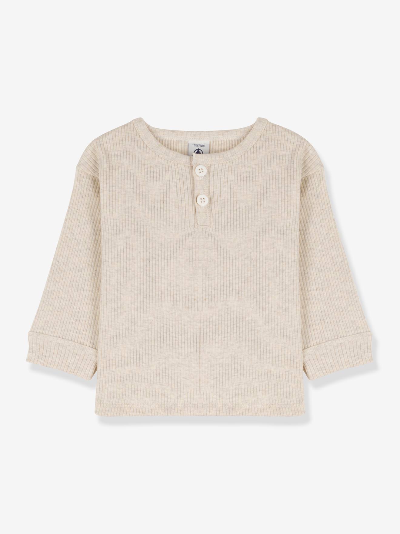 Long Sleeve Top in Organic Cotton, for Babies, by Petit Bateau grey