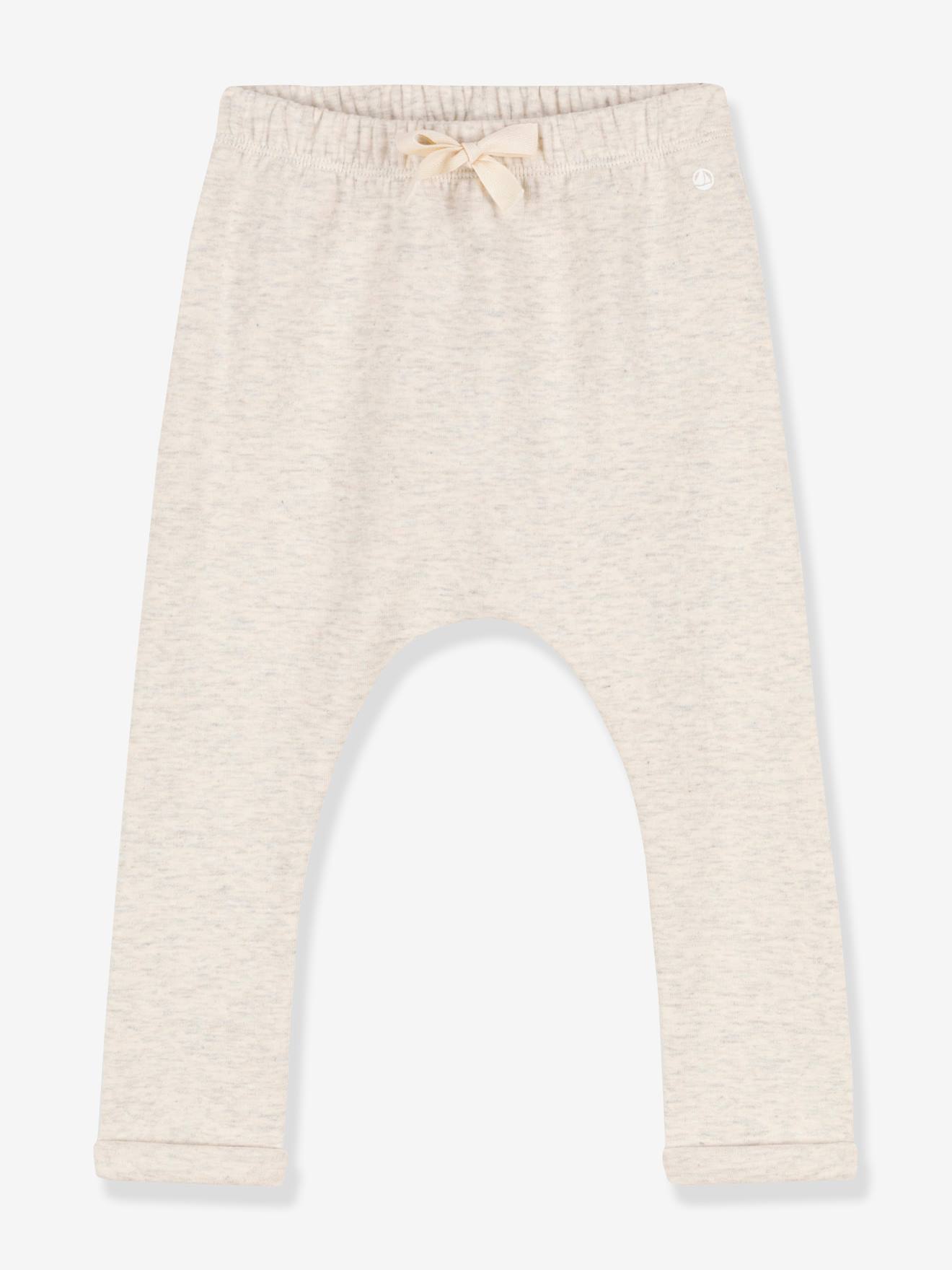 Trousers in Thick Jersey Knit for Babies, by Petit Bateau marl beige